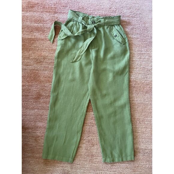 C&C California Green Linen Pants Women’s M Medium Tie Waist High Rise Pants - Picture 1 of 10